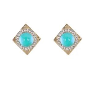NWT Alexis Bittar Stone Halo Stud Earrings in Electric Mint